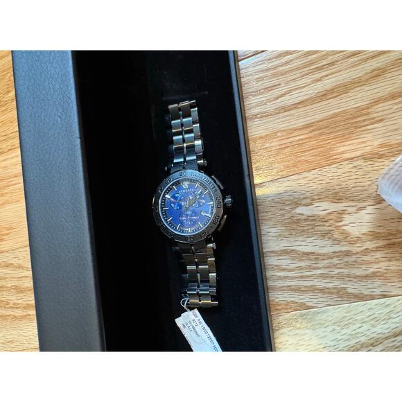 Versace Greca Chrono Black Ion-Plated Bracelet Watch | 45mm | VEPM00620 main image 11
